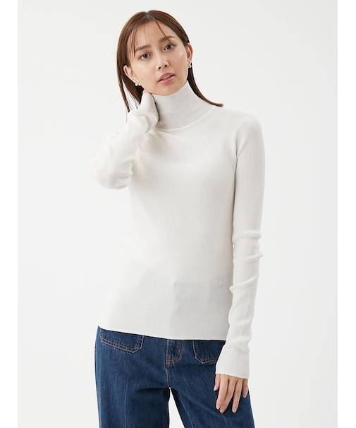 シアーラメタートルネックリブニット