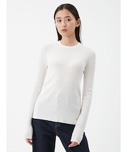 シアーラメクルーネックリブニット