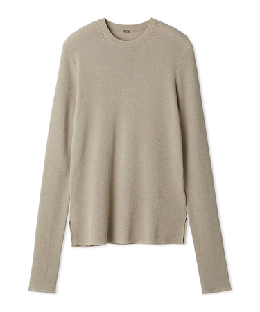 シアーラメクルーネックリブニット