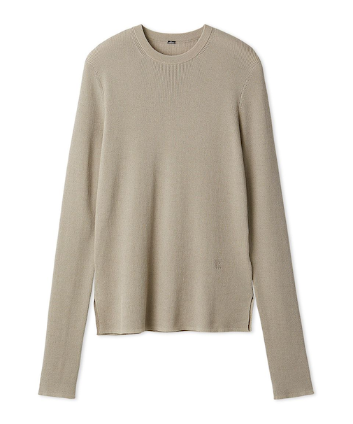 シアーラメクルーネックリブニット