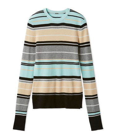 シアーラメクルーネックリブニット