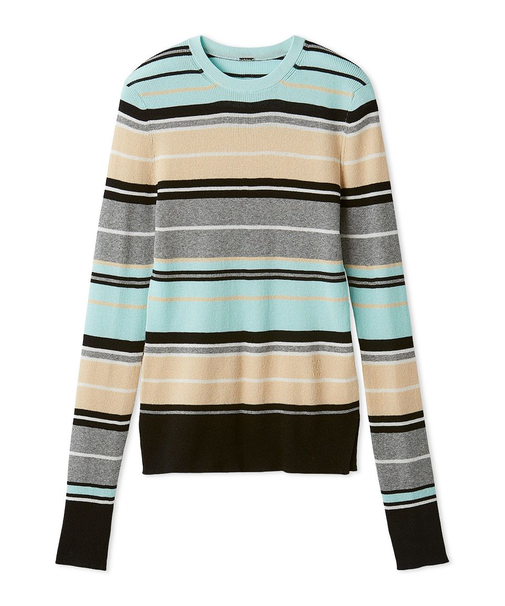 シアーラメクルーネックリブニット