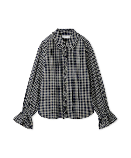 フリルカラーパフスリーブブラウス