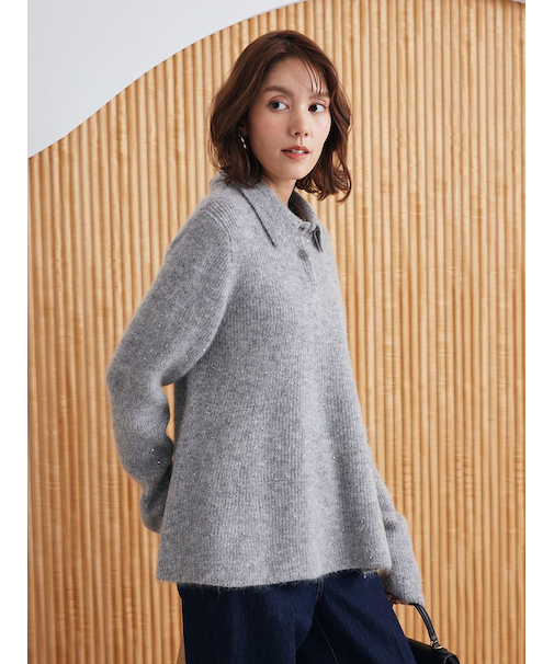 4WAYモヘヤラメペプラムニットプルオーバー