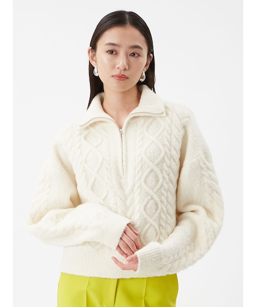 アランブークレーハーフジップニットプルオーバー｜ミラオーウェンの