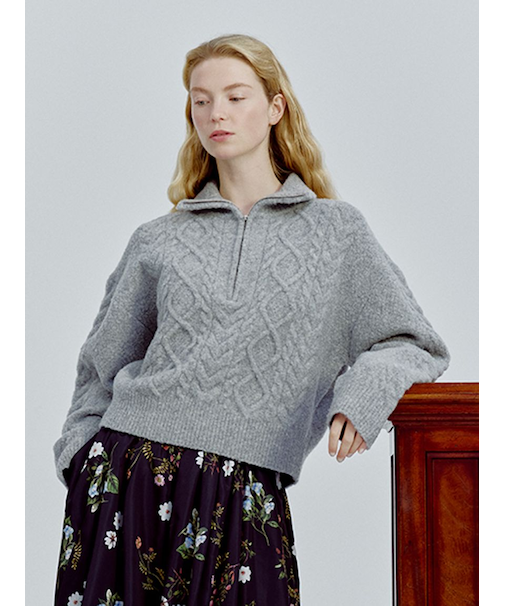 アランブークレーハーフジップニットプルオーバー