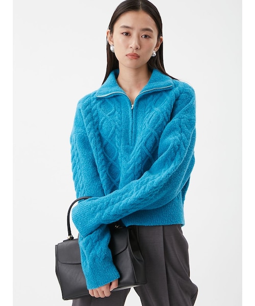 アランブークレーハーフジップニットプルオーバー｜ミラオーウェンの