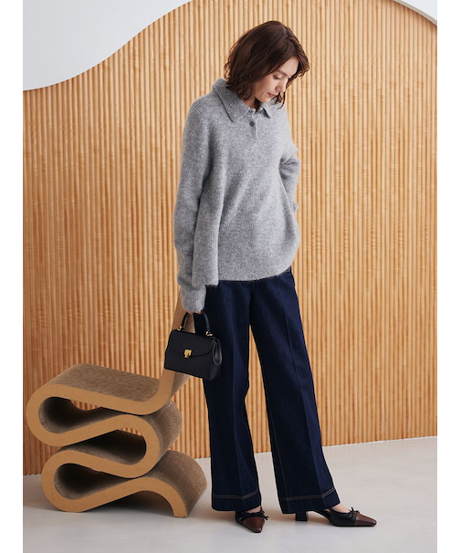 パッチポケットデザインシガレットデニムパンツ