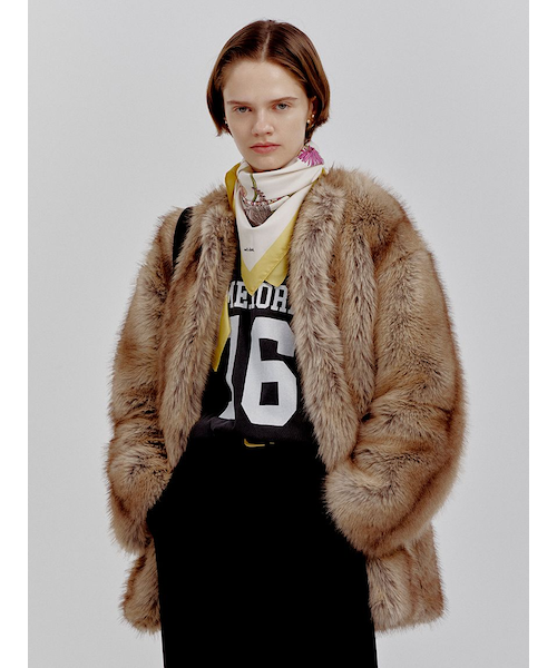 マルチマテリアルノーカラーファーコート｜ミラオーウェンの通販