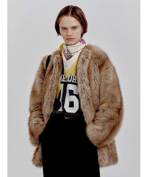 マルチマテリアルノーカラーファーコート