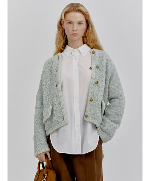 金釦テディラメニットジャケット｜ミラオーウェンの通販｜&mall