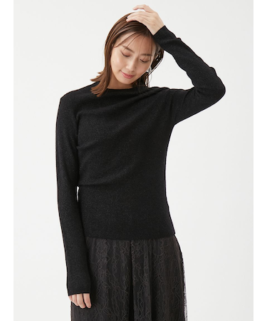 モヘヤ混ラメリブニットプルオーバー