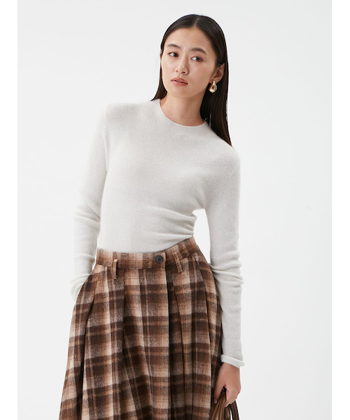 モヘヤ混ラメリブニットプルオーバー