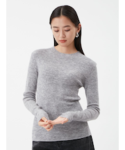 モヘヤ混ラメリブニットプルオーバー