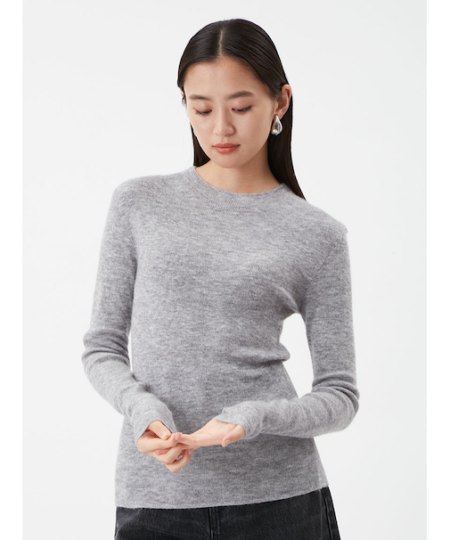 モヘヤ混ラメリブニットプルオーバー