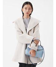 共ベルト付きビックカラーミディ丈コート