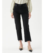 センタープレス裾段差デニムパンツ