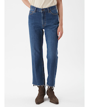 センタープレス裾段差デニムパンツ