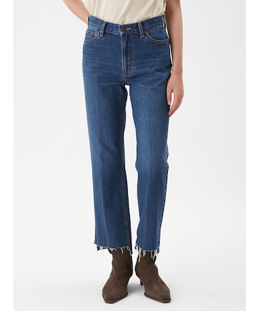 センタープレス裾段差デニムパンツ