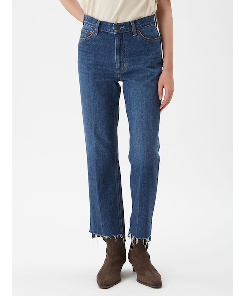 センタープレス裾段差デニムパンツ