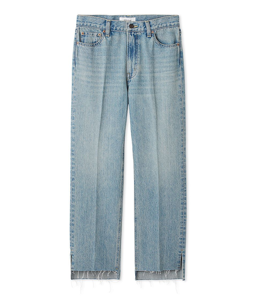 センタープレス裾段差デニムパンツ