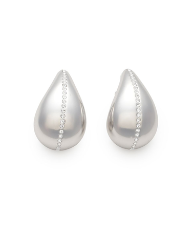 メタルラインストーンドロップイヤリング