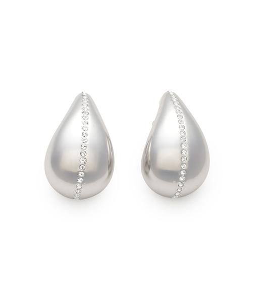 メタルラインストーンドロップイヤリング