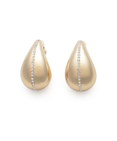 メタルラインストーンドロップイヤリング