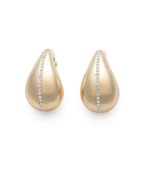 メタルラインストーンドロップイヤリング