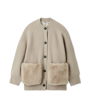 2WAYファーポケットMIXヤーンカーディガン