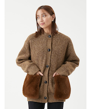 2WAYファーポケットMIXヤーンカーディガン