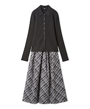 【セットアイテム】ポロ衿ニットタックフレアスカートコーデSET