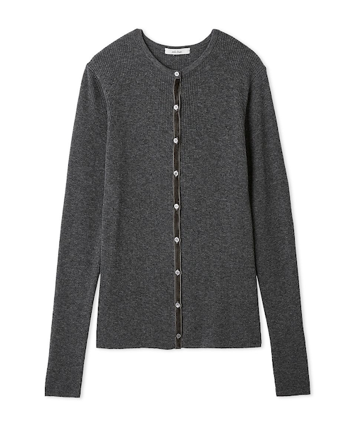 ベロアリブニットカーディガン