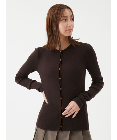 ベロアリブニットカーディガン