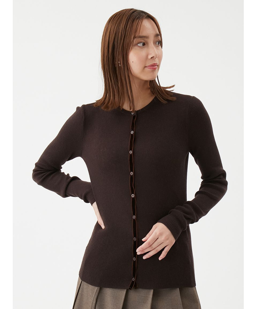 ベロアリブニットカーディガン