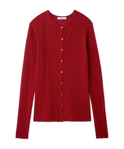 ベロアリブニットカーディガン