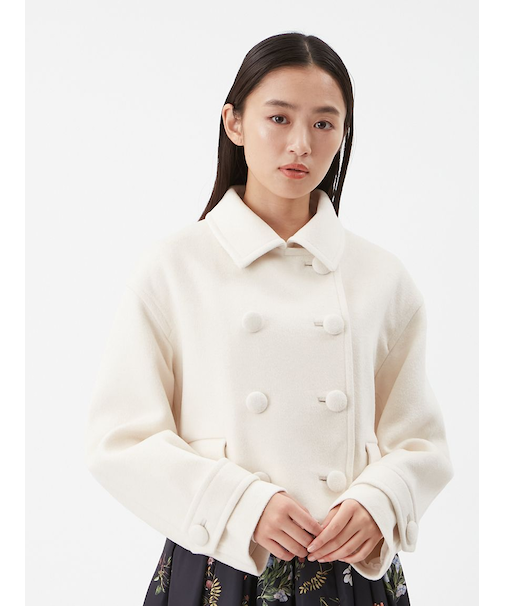 ウールカシミヤショート丈ピーコート