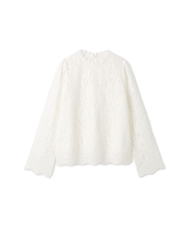 スタンドカラーレースブラウス