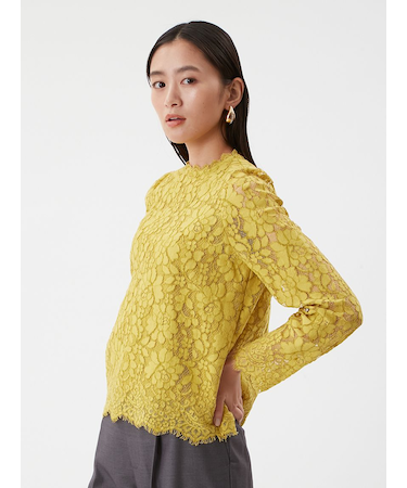 スタンドカラーレースブラウス