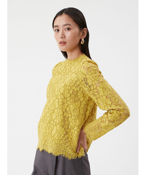 スタンドカラーレースブラウス