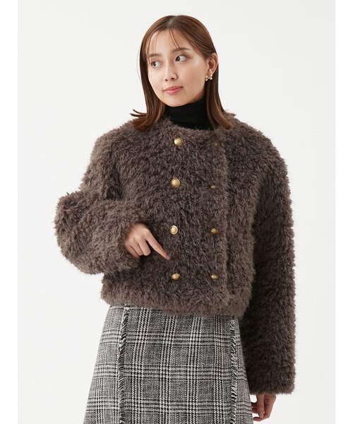金釦フェイクファー短丈ジャケット｜ミラオーウェンの通販｜&mall