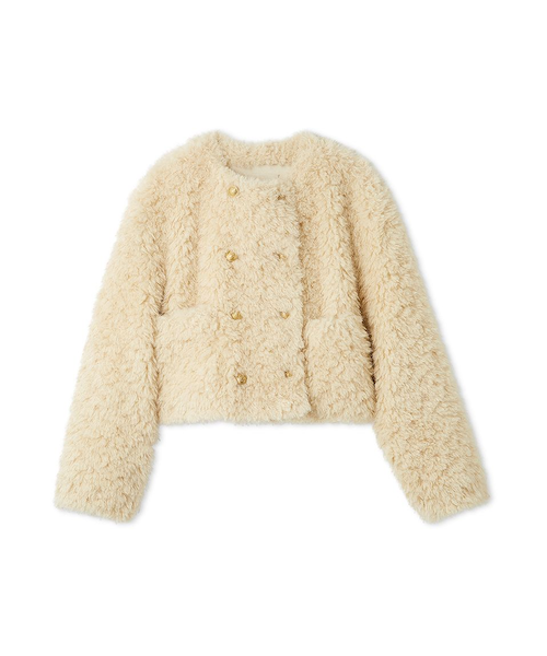 金釦フェイクファー短丈ジャケット｜ミラオーウェンの通販｜&mall