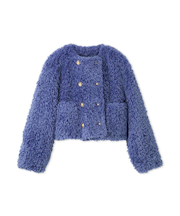 金釦フェイクファー短丈ジャケット