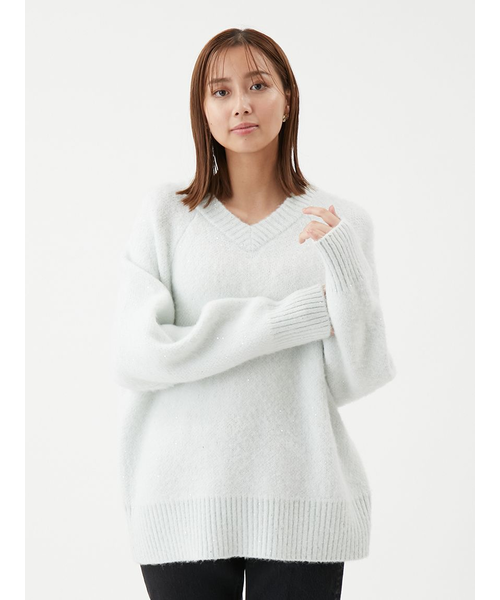 スパンコールVネックシャギーニット｜ミラオーウェンの通販｜&mall