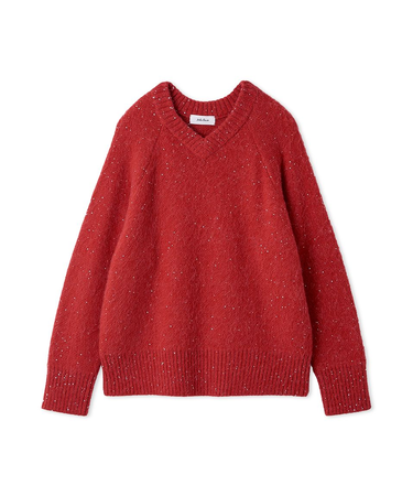 スパンコールVネックシャギーニット