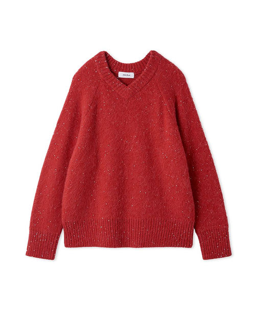 スパンコールVネックシャギーニット