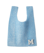 ビーズバッチ付きラメニットトートバッグ