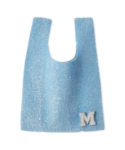 ビーズバッチ付きラメニットトートバッグ