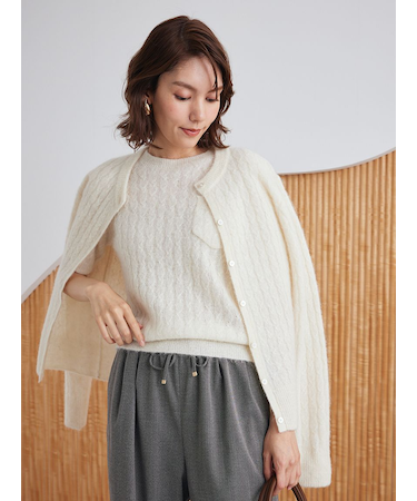 シアーケーブルアンサンブルカーディガン