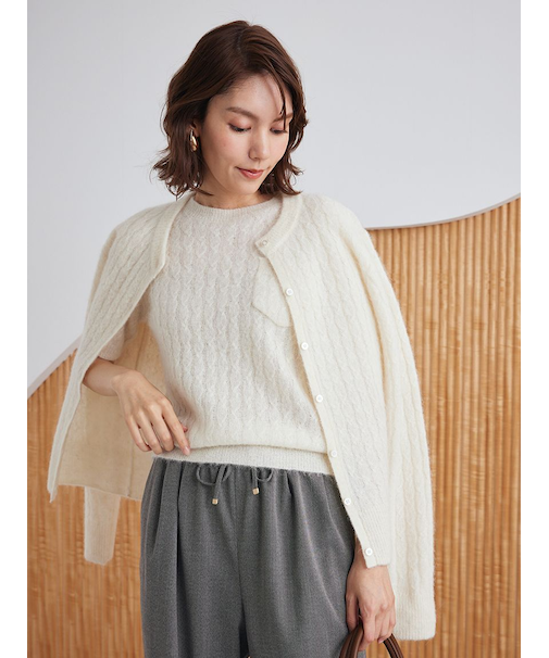 シアーケーブルアンサンブルカーディガン